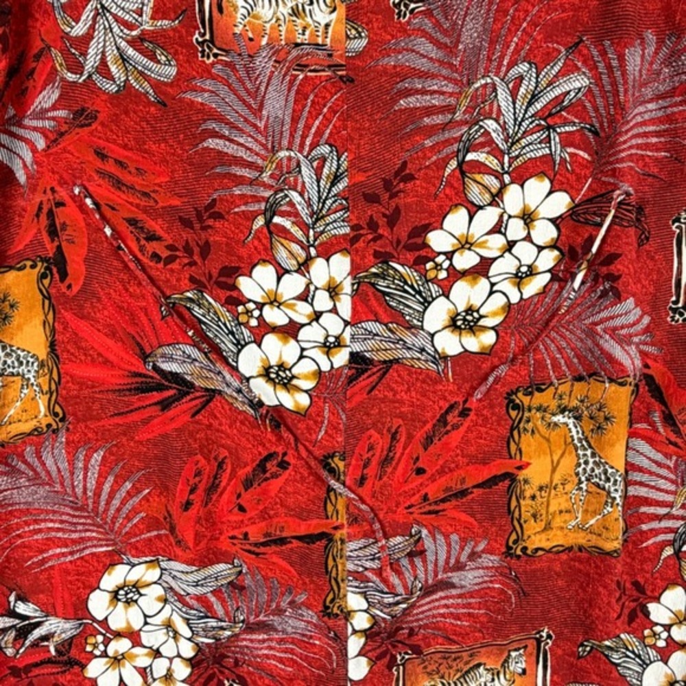 California Krush Women's 1X Red Safari Rayon Maxi Dress Giraffe Zebra Summer USA - Picture 7 of 16
